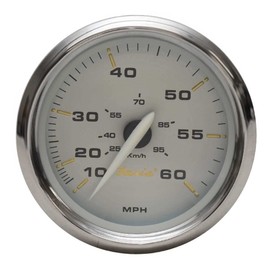 Faria Boat Speedometer Gauge SE9945B | Kronos Silver 60 MPH 3 1/4 Inch