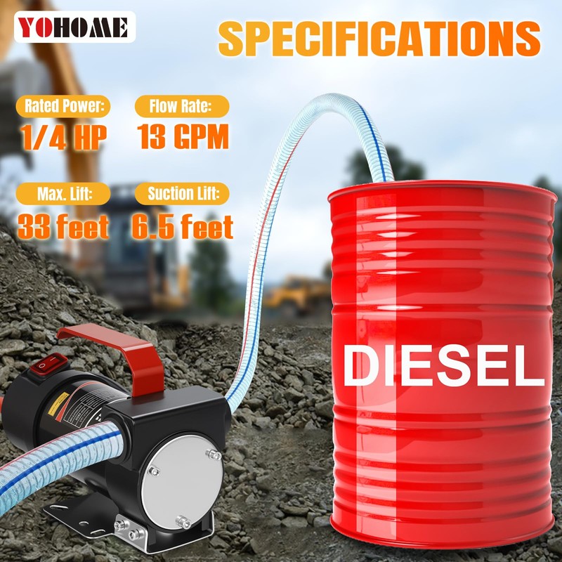 YOHOME Diesel Transfer Pump, 12 Volt Fuel Transfer Pump with