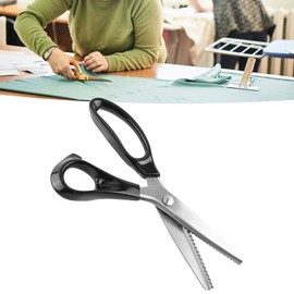 FTVOGUE Cizalla dentada Tela de acero inoxidable Tijeras decorativas de borde redondo/triangular Herramienta de costura de confección a medida (4 mm)