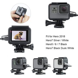 GEPULY Frame Mount Housing Case + Windslayer Foam Windscreen Compatible with GoPro Hero 5/6/7 Black Hero7 White/Silver Hero(2018) Camera, Reduce Wind Noise for Optimal Audio Recording