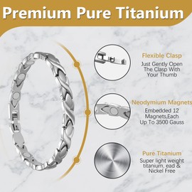 Jeracol Titanium Magnetic Bracelets for Women Bracelets Titanium Magnetic Brazaletes with 3500 Gauss Magnets Adjustable Wristband with Removal Tool & Jewellry Gift Box