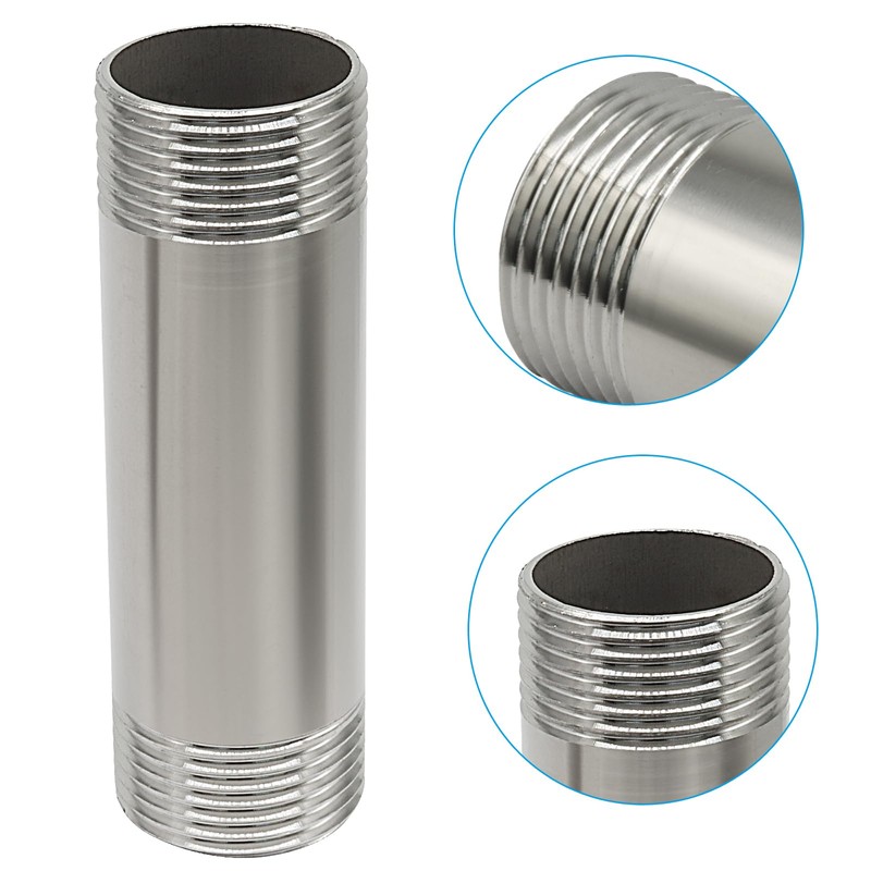 Aoserge 1" NPT Stainless Steel Nipple Pipe Fitting, 4" Length,