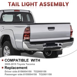 CONLLCON Tail Lights Assembly Compatible with 2005-2015 Tacoma Red, Rear Light Taillights Replacement # 8156004150 TO2800158 8155004150 TO2801158