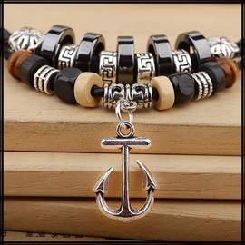 White Fang AZ089 Men's Necklace, Leather, Leather Cord, Equari, Retro Ethnic Accessory, Stylish