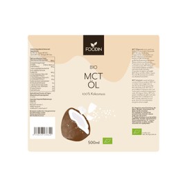 FOODIN Organic MCT Oil Made from 100% Coconut Oil, Medium Chain Triglycerides (MCT) Oil, Made from Produced Coconut, 100% Gluten-Free and Vegan, 500 ml, Ideal for Ketogenic Diet