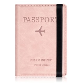 Toctax Passport Case, Passport Holder with RFID Blocker, Passport Holder for Men and Women, Travel Folder for Travel Documents, ID Bag Travel Documents, Credit Card Protective Cover, Pink, Modern