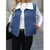 YILANUOYI Denim Vest with Faux Fur Collar for Women (US,