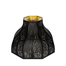 Etched Forest Large Metal Lampshade 5.32 X 13 X 9.5 Inch 8-petal Lotus Shape Fits for Floor Lamp Table Lamp for Living Room Bedroom(Outer Black Inner Gold)