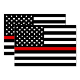 GEEKBEAR American Flag Magnet for Car Decal, Truck Vehicle - 6 x 4 in (Thin Red Line, 2 Pack)