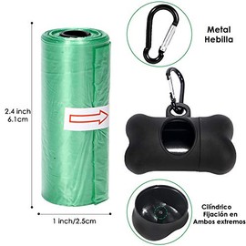 AUTOWT Bolsas de Basura para Perros, 22 Rollos Perro Bolsas de Residuos, Biodegradable Cachorros Perritos Recoger Bolsas Desechables con Dispensador y Clip de Correa Gratuitos (Verde)