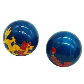 BRABUD 1.85'' Chinese Baoding Balls Healthy Massage Handballs Exercise Stress Balls with Chimes Carved Dragon & Phoenix Pattern Collection BS150(L, Blue)