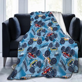 Monster Truck Throw Blanket Ultra Soft Warm Lightweight All Season Cartoon Ducks Decorative Fleece Blankets for Bed Car Couch 50"X40"