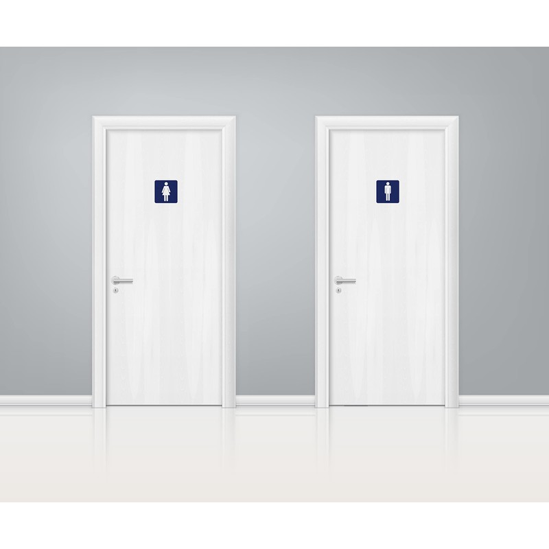 GOOD STUFF Blue Square Bathroom Sign with White Icon, Cute