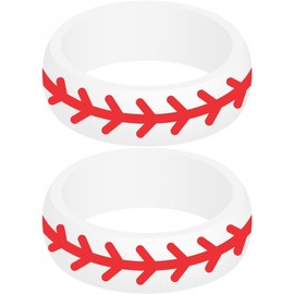 Set of Two (2) Baseball Silicone Rings Size 11 - Engagement Wedding Replacement Band for Active and Workout Lifestyles