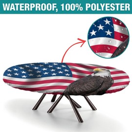 Elastic Edge Polyester Fitted Oval Tablecloth, Flag Washable Wipeable Table Cover, for Indoor Holiday Family Banquet and Outdoor Patio Use, 68 inch x 48 inch