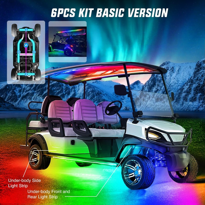 Nilight 6PCS Golf Cart Underbody Light Kit with Canopy Lights