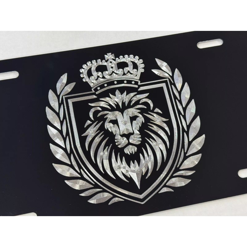 Diamond Etched Products Crown King Lion Car Tag Diamond Etched