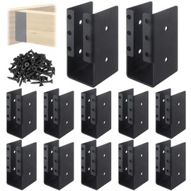WENHUALI 2"x4" Concealed Joist Hanger, 12 Pack Outdoor Concealed-Flange Steel Joist Hanger Bracket with Screws for for Beams, Swings, Handrails, Fences
