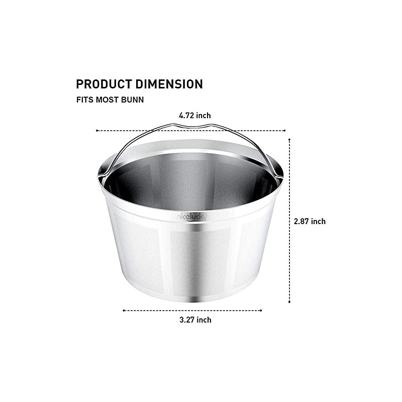 Nicelucky coffee filter reusable 8 10 12 cup basket replacement