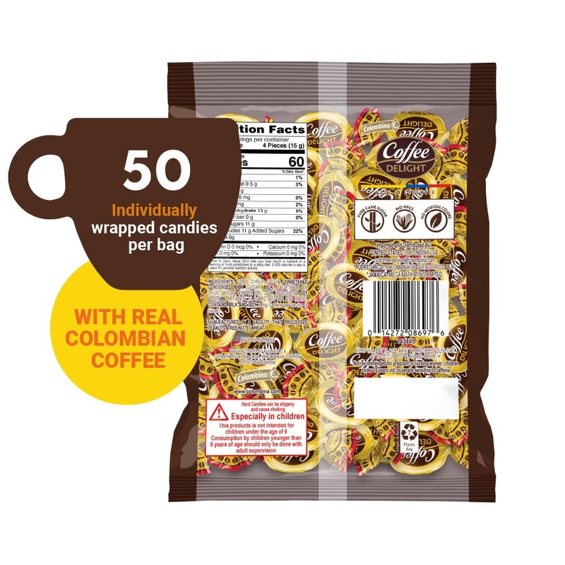 Colombina Coffee Delight Hard Candy - Pack of 50 Gluten