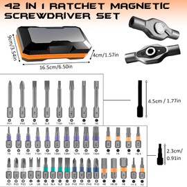 42 in 1 Ratchet Magnetic Screwdriver Set, T Handle Multi Screw Driver Sets with 40 Bits, Mini Hand DIY Repair Tool Kit for Laptop Pc Electronics Furniture Bike, Precision Screwdrivers Gift for Men
