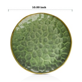 vicrays Ceramic Dinner Plates Set, 10.5 Inch, Set of 6, Round, Microwave, Oven, Dishwasher Safe, Scratch Resistant, Porcelain Fluted Suitable for Steak, Pasta, Pizza, Home, Restaurant, Green