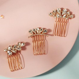 BERYUAN Elegant Rhinestone Hair Comb Set Rhinestone Mini Comb Set for Wedding Bride Wedding Hair Accessories for Women(3pcs)
