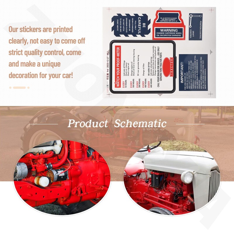ZHONGXIA 8N5052 Mylar Decal Set Compatible with Fo - rd