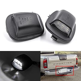 LED License Plate Lights Compatible With 1999-2004 Nissan Xterra, 1998-2004 Nissan Frontier OEM Led Number Lamps Replacement 12-SMD White Rear Tag Light Assembly Kit Error Free