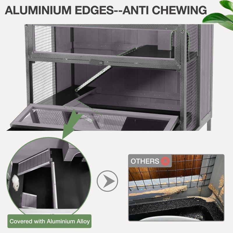 MEDEHOO Guinea Pig Cage, Moveable Metal Frame Hamster Cage Anti-Chewing