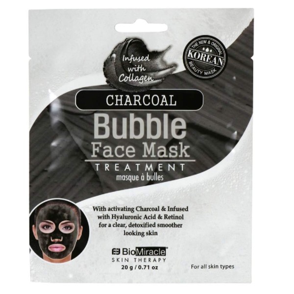BioMiracle Charcoal Bubble Face Mask with Hyaluronic Acid and Retinol