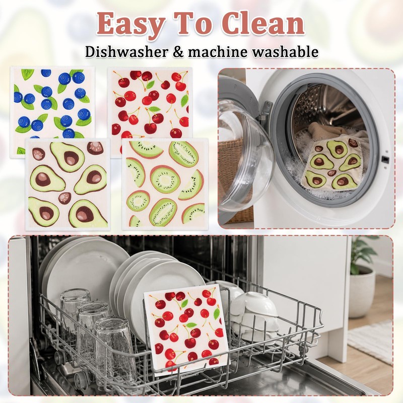 8 Pcs Swedish Dishcloth,Reusable Dish Clothes for Washing Up Kitchen
