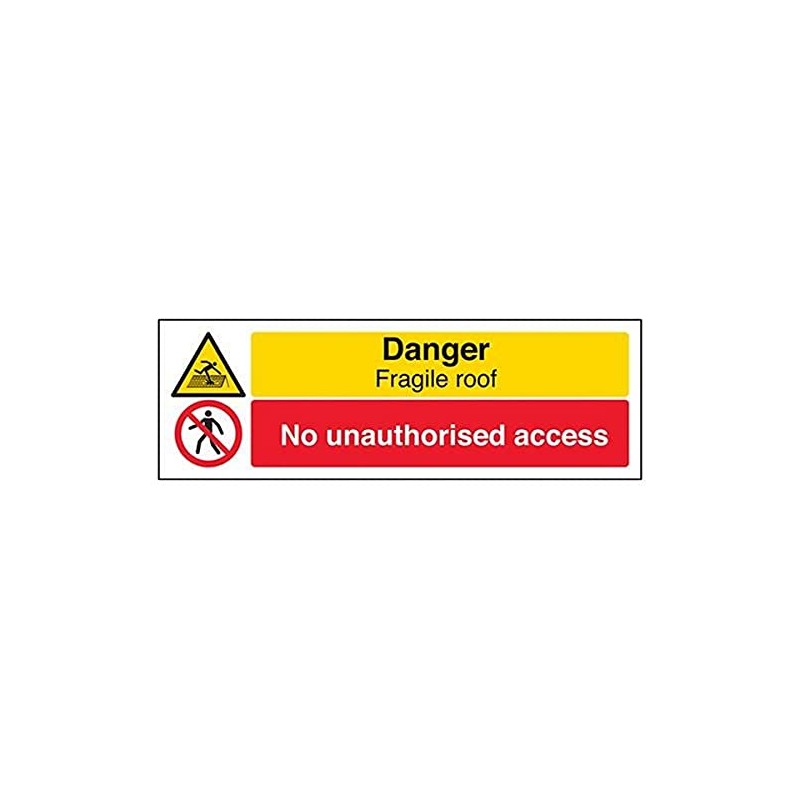 V Safety Danger, Fragile Roof/No Unauthorised Access Sign - 300mm