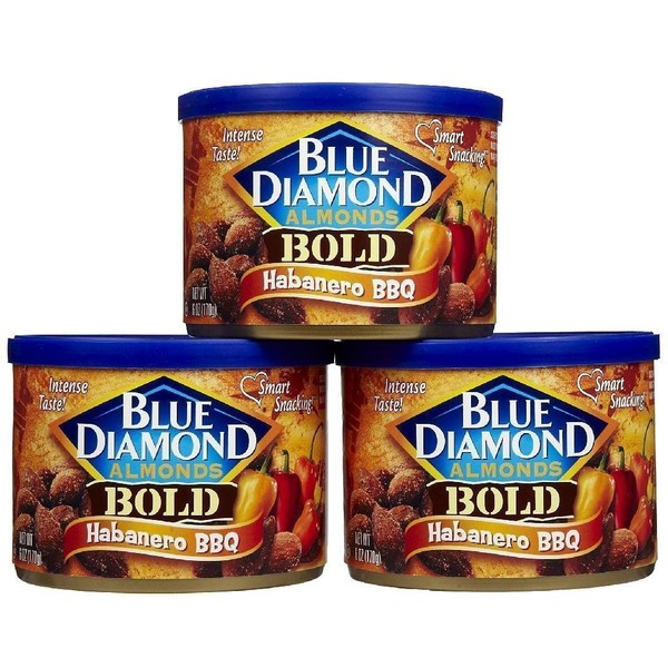 Blue Diamond Almonds Bold Habanero BBQ, 6-ounce (Pack of 3)