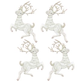 ULTNICE 4pcs Christmas Iron on Patches Reindeer Shape Embroidered Patches Applique Sew On Patches for Christmas Costume Decoration