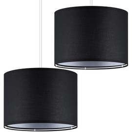 Weewooday Fabric Lampshade for Ceiling with E27 to E14 Adapter Ring Modern Pendant Table Floor Lamp Shades for Bedside Lamp 26 x 18 cm(Black,2 Set)