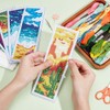 INFUNLY 6pcs Scenery Cross Stitch Bookmark Kit DIY Beach Stamped