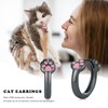 Paw Print Earrings 925 Sterling Silver Black Paw Hoop Earrings