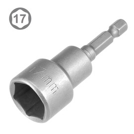 sourcingmap 3 Pcs 1/4" Quick-Change Hex Shank 17mm Nut Setter Driver Drill Bit, 65mm Length, Metric No-magnetic