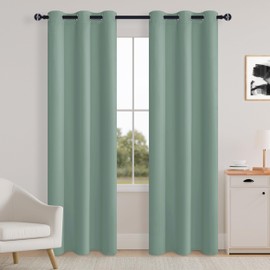 Hiasan Blackout Curtains 2 Panels for Bedroom, Thermal Insulated Privacy Protection Room Darkening Window Curtains 84 Inches Long, 42 Inches Wide, Light Sage Green