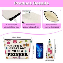 Gfhzdmf Jw Pioneer Gift for Women It's a Great Day to Be a Pioneer Makeup Bag Jw Gifts for Daughter Mom Friend Bff Cosmetic Bag with Zipper Pioneers Gift Travel Pouch