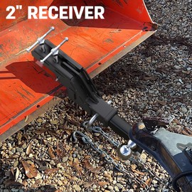 2025 New Upgraded Tractor Clamp on Trailer Hitch, Orange Clamp-on Tractor Bucket Hitch 2" Ball Mount Receiver Adapter for Kubota Tractor Bucket, Bucket Trailer Hitch Attachment Accessories
