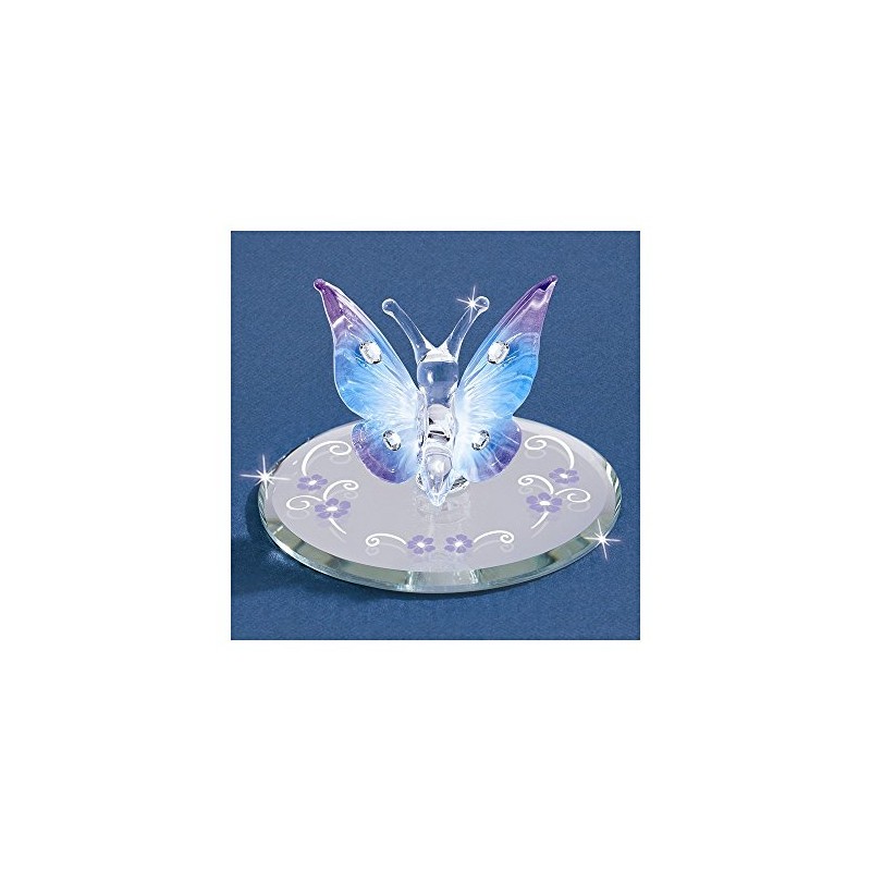 JGM6691 Blue Butterfly w Crystals Glass Figurine