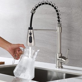 Kitchen Faucet Head Replacement, Kitchen Sink Faucet Kitchen Sink Faucet with Sprayer Pull Down Faucet Sprayer Head Nozzle for Home(Sliver)