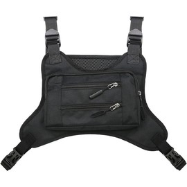 Chest Bag for Men, Water Resistant Chest Pack, Running Pack with Cell Phone Holder and Extra Storage - Color: Black