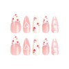 Caiguoer 24 Pieces Long False Nail Tips Almond Strawberry Press