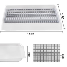 WUWEOT 2 Pack Large Rabbit Litter Box, Shallow Bunny Restroom Litter Tray, Small Animals Litter Pan Toilet Potty Trainer with Grate for Rabbit Hamster Ferret Rats Guinea Pigs Hedgehog Chinchillas