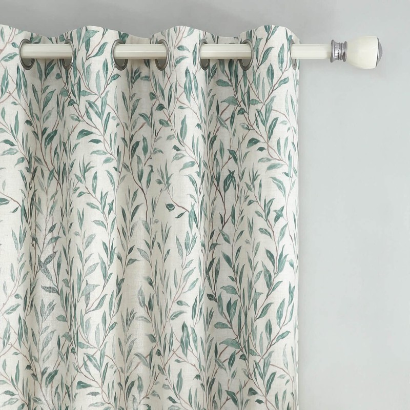 VOGOL Window Treatment Curtains, Country Rustic Style Leaves Pattern Printed