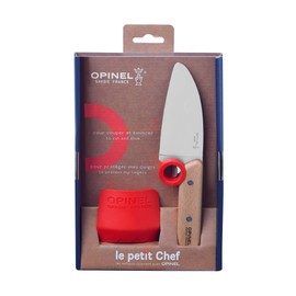 Opinel Le Petit Chef Knife Set, Chef Knife with Rounded Tip, Fingers Guard, For Children, Teaching Food Prep and Kitchen Safety, 2 Piece Set, Made in France
