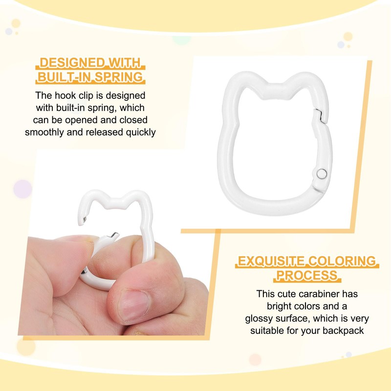 PATIKIL 8pcs Cute Cat Shape Spring Snap Hook Keychain Clip